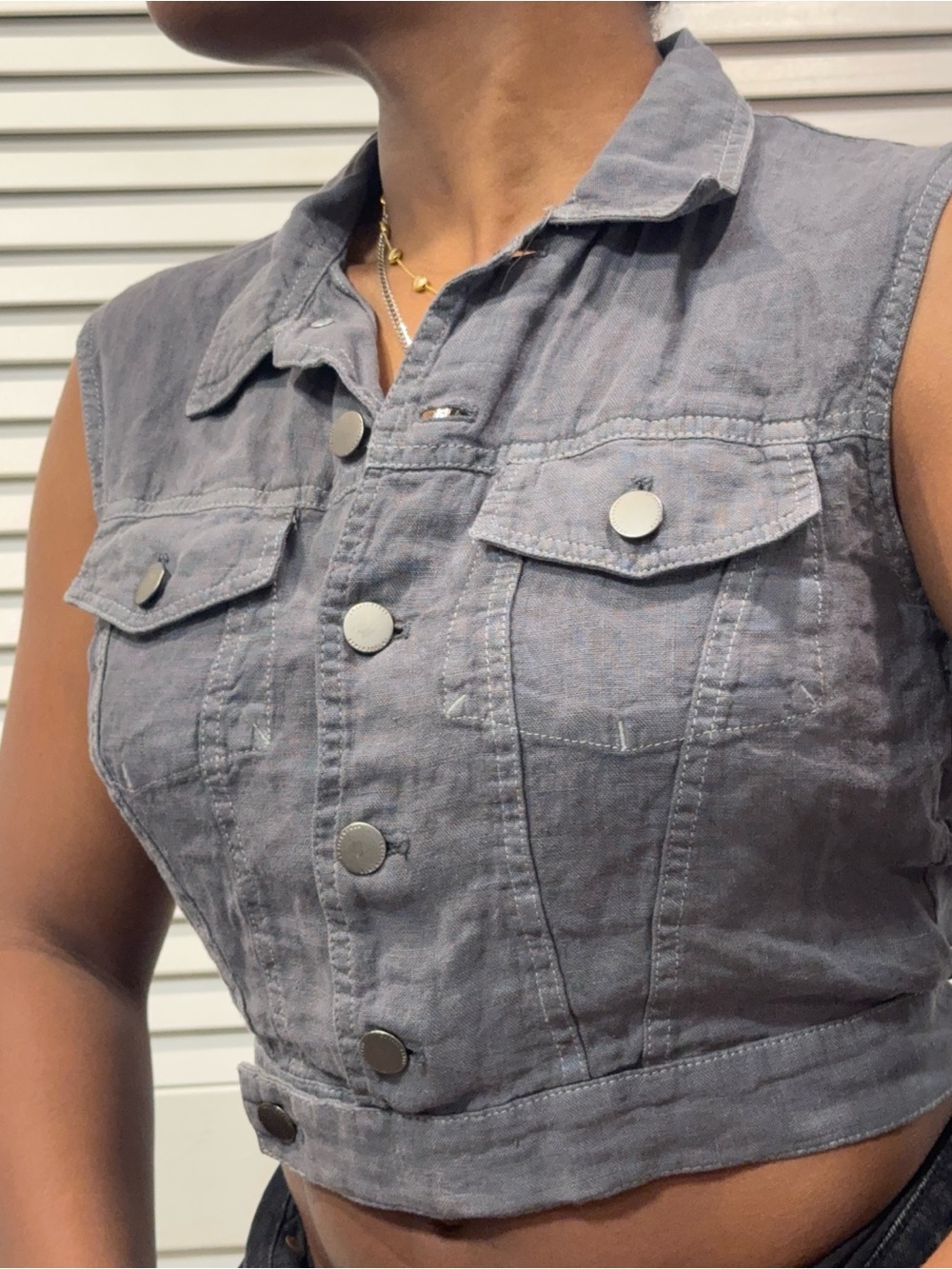 Zara Light Gray Linen Shirt Jacket